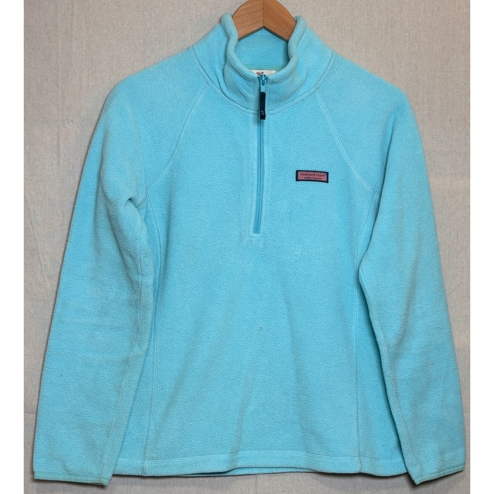 Vineyard Vines Womens Blue‎ Quarter Zip Fleece Pullover Sweater Size M